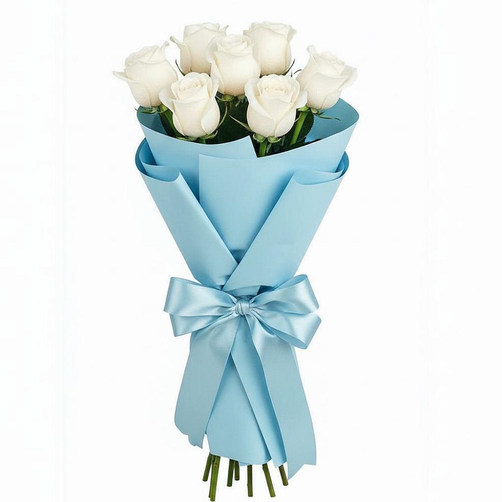 Букет 7 белых роз Проуд в Седельниково