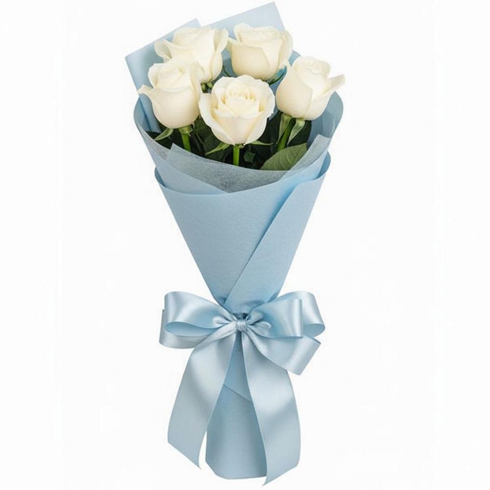 Букет 5 Белых роз Проуд в Седельниково