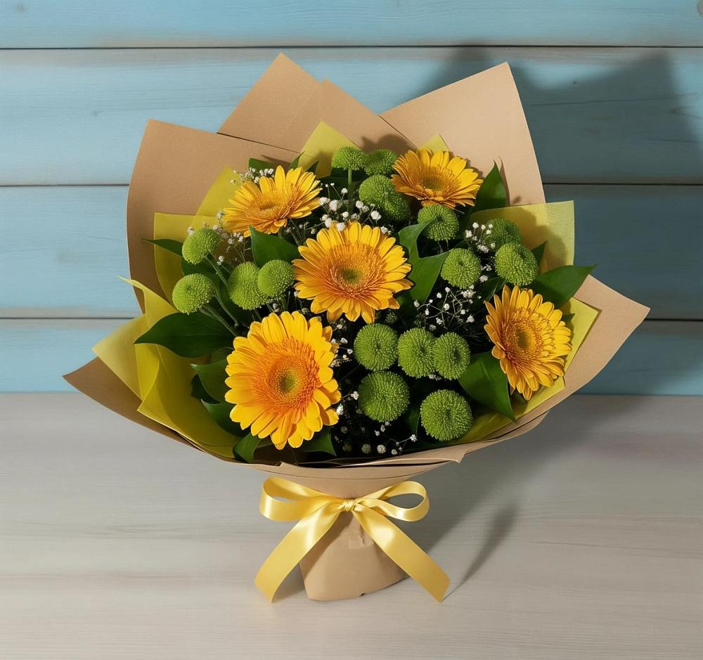 Букет цветов из: Герберы и Хризантемы в Седельниково