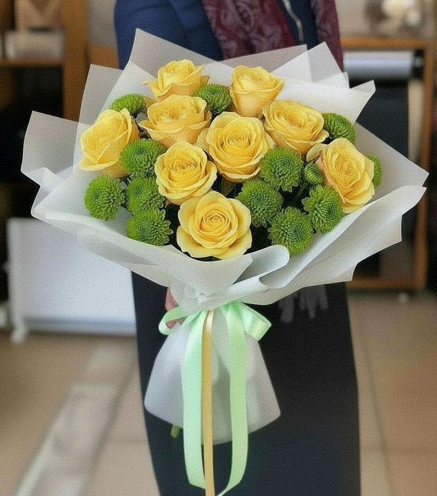 Букет цветов из: Хризантемы и Розы в Седельниково