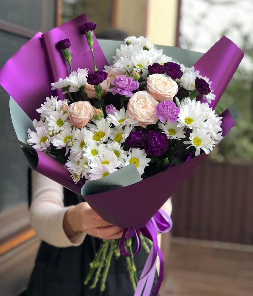 Букет цветов из: Хризантемы, Гвоздики и Розы в Седельниково