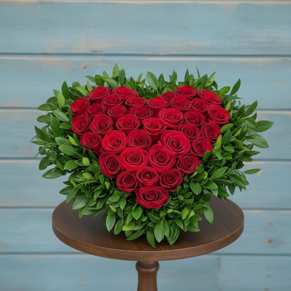 Цветочная композиция из Розы в виде сердца в Седельниково