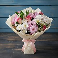 Букет цветов из:  Хризантемы, Альстромерии и Розы в Седельниково