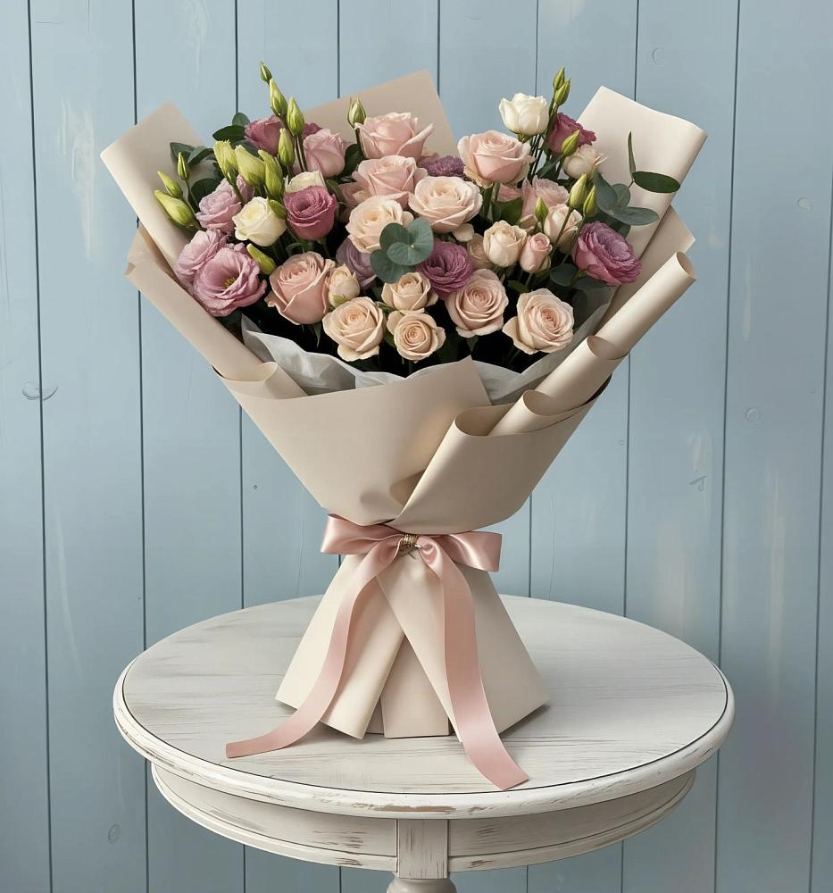 Букет цветов из: Розы и Лизиантусы в Седельниково