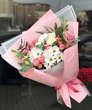 Букет цветов из:  Розы, Лизиантусы и Хризантемы в Седельниково
