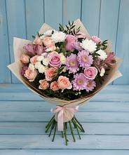 Букет цветов из:  Хризантемы, Розы и Альстромерии в Седельниково