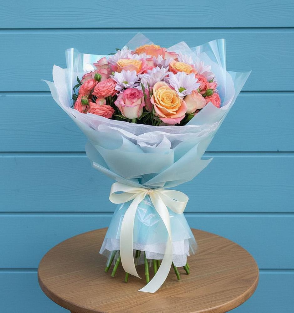 Букет цветов из: Хризантемы и Розы в Седельниково