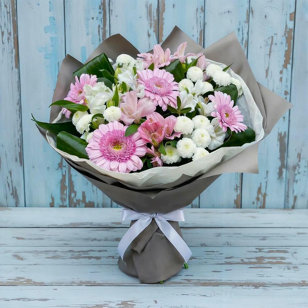 Букет цветов из: Герберы, Альстромерии и Хризантемы в Седельниково