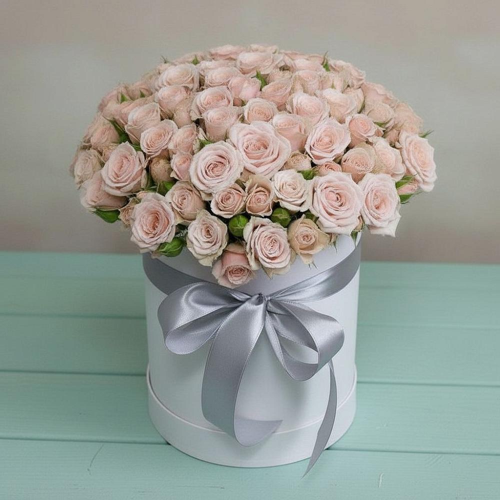 Цветочная композиция из Розы в шляпной коробке в Седельниково