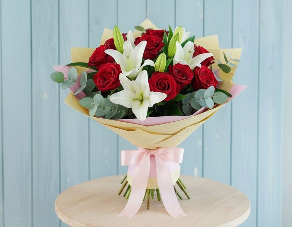 Букет цветов из: Лилии и Розы в Седельниково